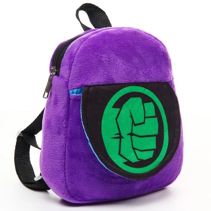 Рюкзак плюшевый на молнии, с карманом, 19 х 22 см "Халк", Мстители от компании Интернет - магазин Flap - фото 1