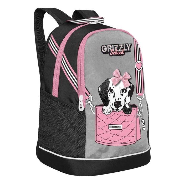 Рюкзак школьный, 38 х 28 х 18 см, Grizzly 363, эргономичная спинка, розовый RG-363-2_1 от компании Интернет - магазин Flap - фото 1