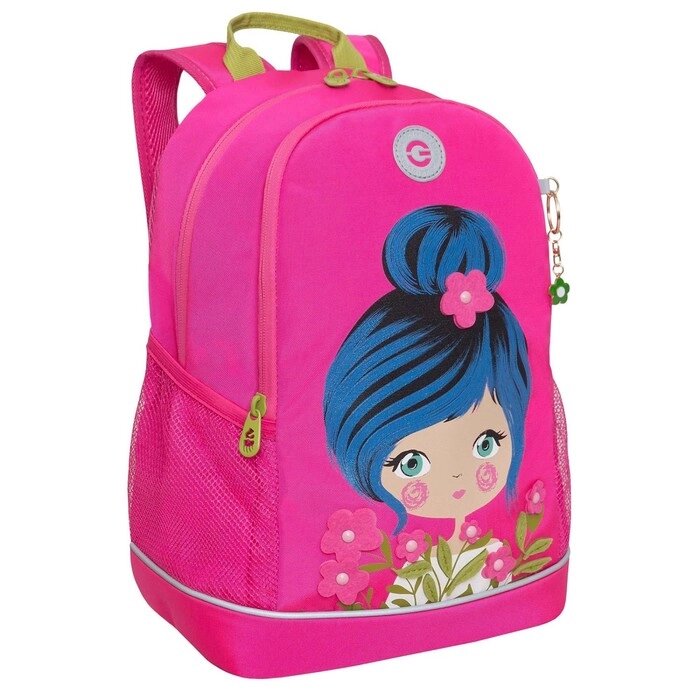 Рюкзак школьный, 38 х 28 х 18 см, Grizzly, эргономичная спинка, розовый от компании Интернет - магазин Flap - фото 1