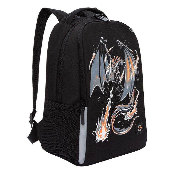Рюкзак школьный, 38 х 29 х 16 см, Grizzly, эргономичная спинка, чёрный от компании Интернет - магазин Flap - фото 1