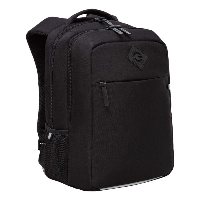 Рюкзак школьный, 39 х 26 х 19 см, Grizzly, эргономичная спинка, отделение для ноутбука, чёрный от компании Интернет - магазин Flap - фото 1