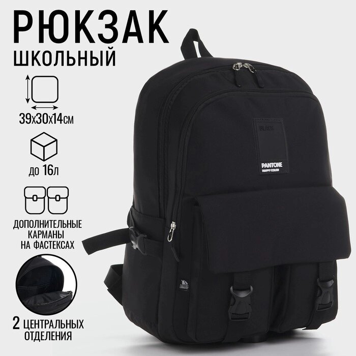Рюкзак школьный 39х30х14 см «1 сентября: Black» от компании Интернет - магазин Flap - фото 1