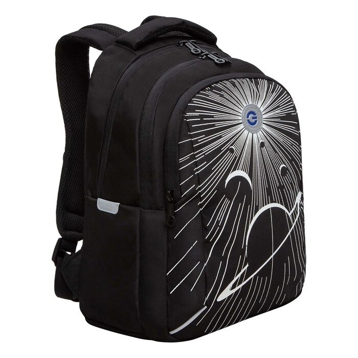 Рюкзак школьный, 40 х 27 х 20 см, Grizzly, эргономичная спинка, отделение для ноутбука, чёрный от компании Интернет - магазин Flap - фото 1