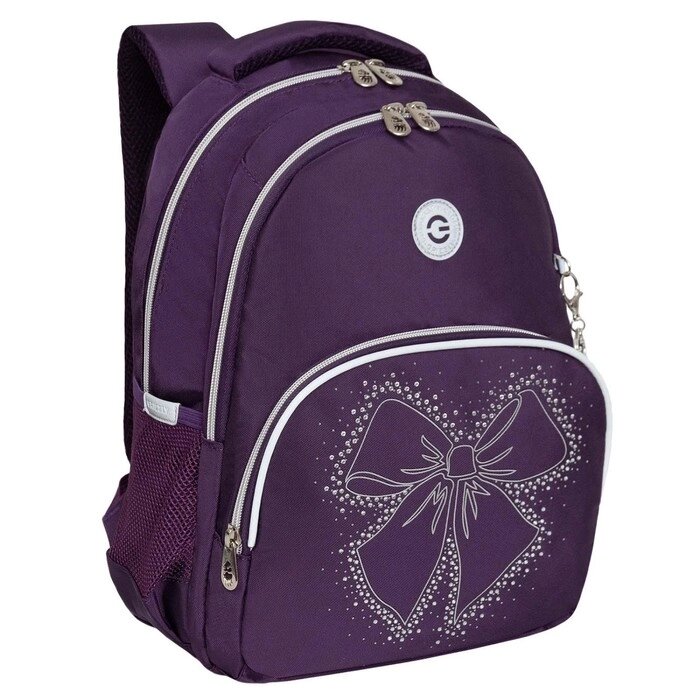 Рюкзак школьный, 40 х 27 х 20 см, Grizzly, эргономичная спинка, отделение для ноутбука, фиолетовый от компании Интернет - магазин Flap - фото 1