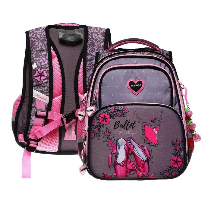 Рюкзак школьный 40 х 33 х 15 см, эргономичная спинка, Across 548, розовый ACR23-548-1 от компании Интернет - магазин Flap - фото 1