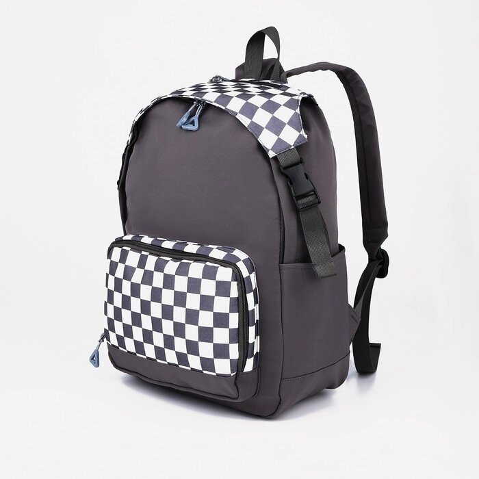 Рюкзак школьный из текстиля, 5 карманов, цвет серый от компании Интернет - магазин Flap - фото 1