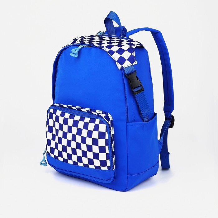 Рюкзак школьный из текстиля, 5 карманов, цвет синий от компании Интернет - магазин Flap - фото 1
