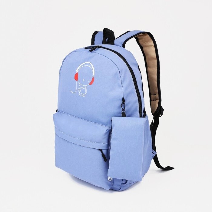 Рюкзак школьный из текстиля на молнии, 3 кармана, кошелёк, цвет сиреневый от компании Интернет - магазин Flap - фото 1