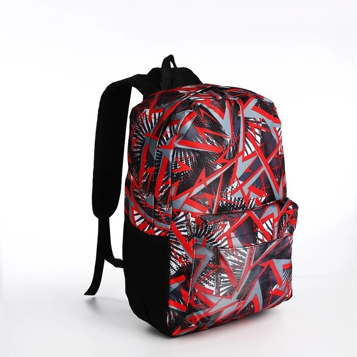 Рюкзак школьный из текстиля на молнии, 3 кармана, красный от компании Интернет - магазин Flap - фото 1