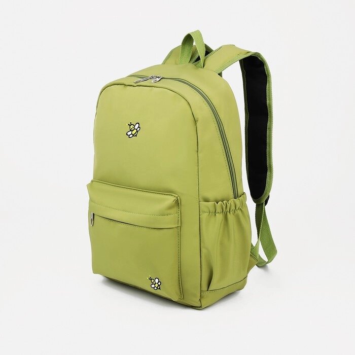Рюкзак школьный из текстиля на молнии, 4 кармана, цвет зелёный от компании Интернет - магазин Flap - фото 1