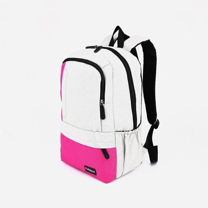 Рюкзак школьный из текстиля на молнии, 5 карманов, цвет серый/розовый от компании Интернет - магазин Flap - фото 1