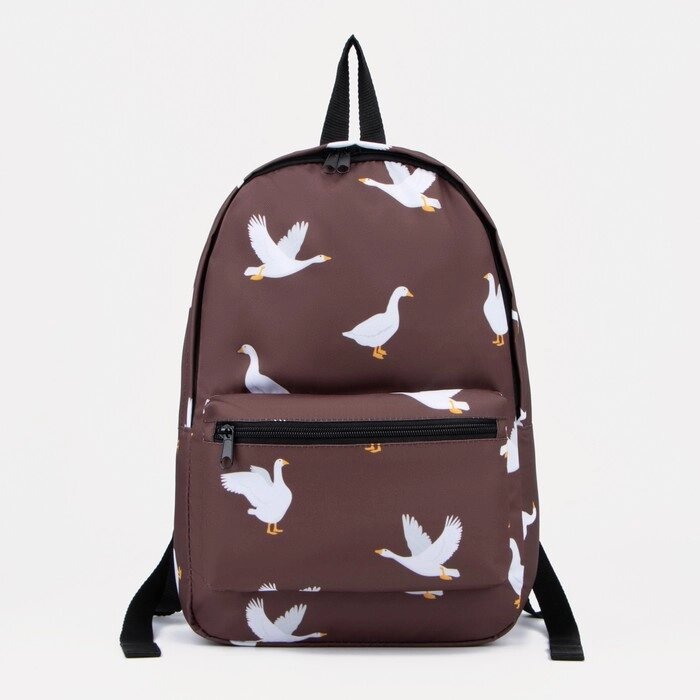 Рюкзак школьный из текстиля на молнии, наружный карман, цвет коричневый от компании Интернет - магазин Flap - фото 1