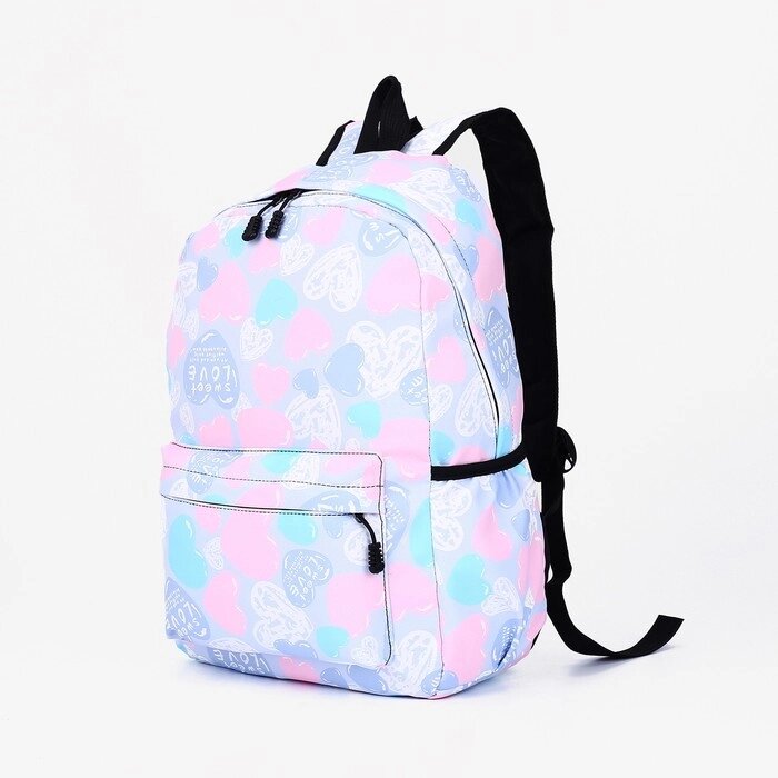 Рюкзак школьный из текстиля на молнии, наружный карман, цвет сиреневый/розовый от компании Интернет - магазин Flap - фото 1