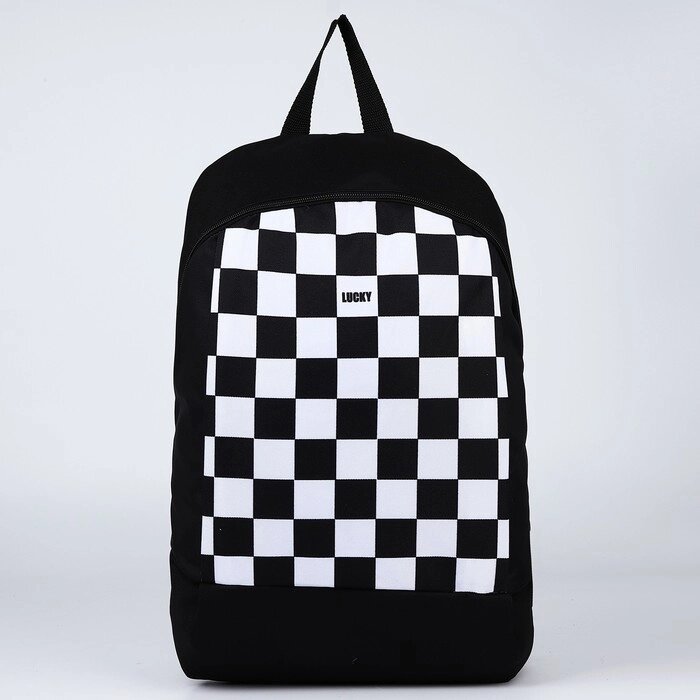 Рюкзак школьный текстильный Lucky, 46х30х10 см, вертикальный карман, цвет чёрный от компании Интернет - магазин Flap - фото 1