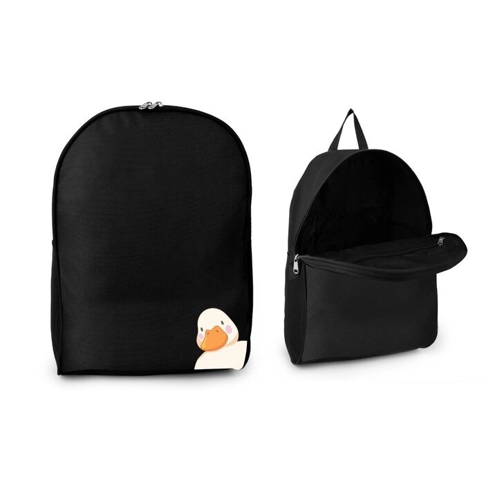 Рюкзак школьный текстильный «Утка», 38х14х27 см, цвет чёрный от компании Интернет - магазин Flap - фото 1