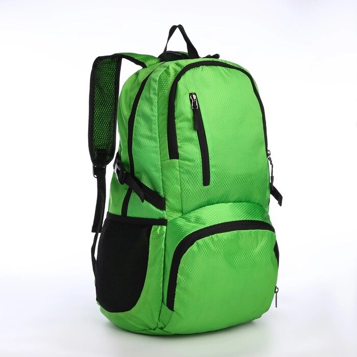 Рюкзак складной на молнии из текстиля, 5 карманов, цвет зелёный от компании Интернет - магазин Flap - фото 1