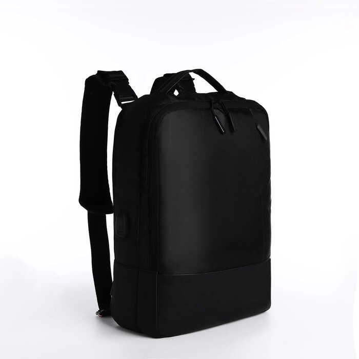 Рюкзак-сумка на молнии, 2 наружных кармана, цвет чёрный от компании Интернет - магазин Flap - фото 1