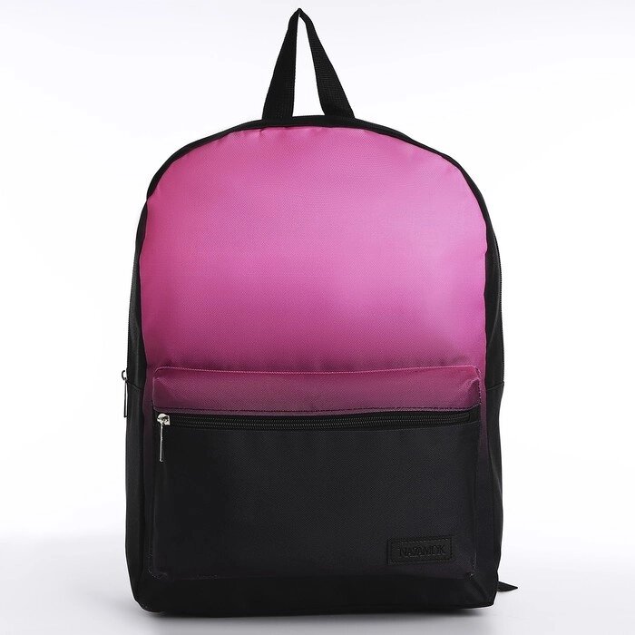 Рюкзак текстильный с розовым градиентом, 38х29х11 см, 38 х, отдел на молнии, цвет чёрный/розовый от компании Интернет - магазин Flap - фото 1