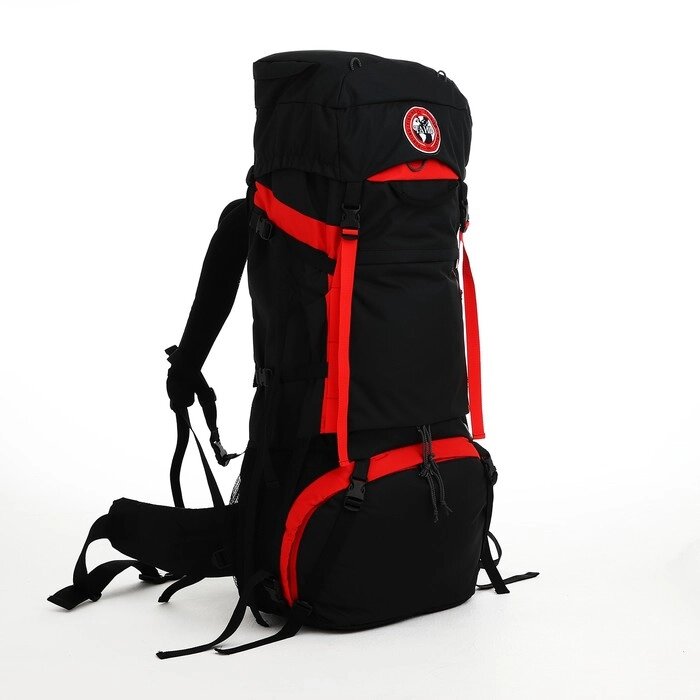 Рюкзак туристический, 120 л, отдел на шнурке, 2 наружных кармана, цвет чёрный/красный от компании Интернет - магазин Flap - фото 1