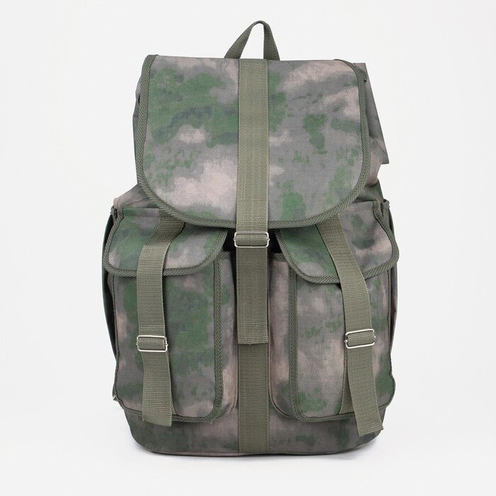 Рюкзак туристический, 55 л, отдел на шнурке, 3 наружных кармана, цвет зелёный от компании Интернет - магазин Flap - фото 1