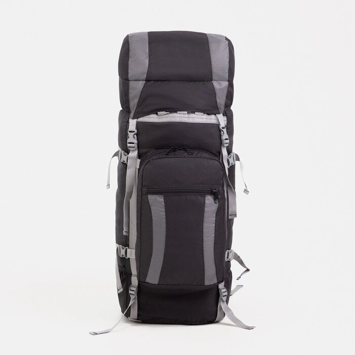 Рюкзак туристический, 60 л, отдел на шнурке, наружный карман, 2 боковые сетки, цвет чёрный/серый от компании Интернет - магазин Flap - фото 1