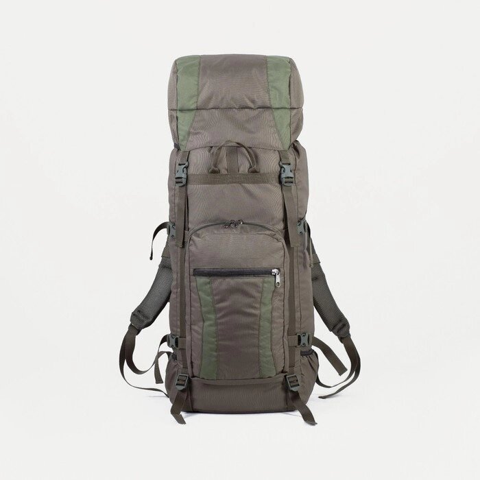 Рюкзак туристический, 60 л, отдел на шнурке, наружный карман, 2 боковые сетки, цвет оливковый от компании Интернет - магазин Flap - фото 1