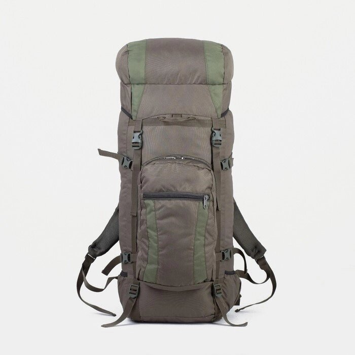 Рюкзак туристический, 70 л, отдел на шнурке, наружный карман, 2 боковые сетки, цвет оливковый от компании Интернет - магазин Flap - фото 1