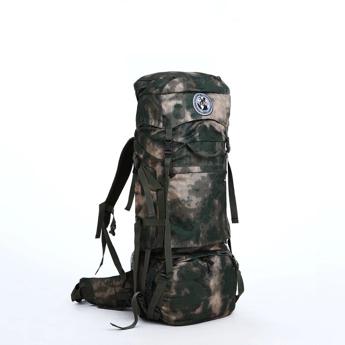Рюкзак туристический, 80 л, отдел на шнурке, 2 наружных кармана, цвет зелёный/камуфляж от компании Интернет - магазин Flap - фото 1