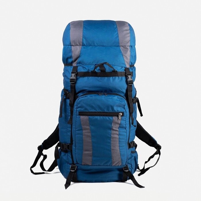 Рюкзак туристический, 90 л, отдел на шнурке, наружный карман, 2 боковые сетки, цвет синий/серый от компании Интернет - магазин Flap - фото 1