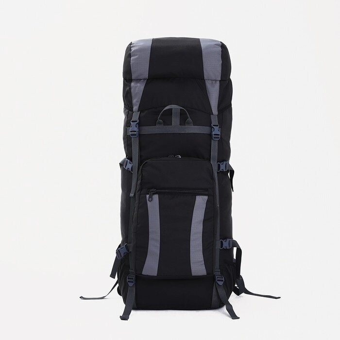 Рюкзак туристический, 90 л, отдел на шнурке, наружный карман, 2 боковых сетки, цвет чёрный/серый от компании Интернет - магазин Flap - фото 1