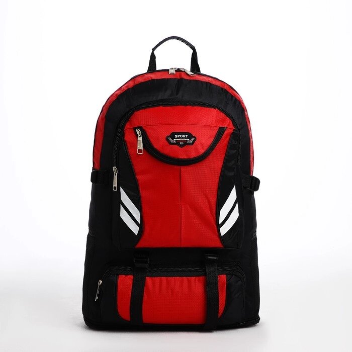 Рюкзак туристический на молнии, 4 наружных кармана, цвет красный/чёрный от компании Интернет - магазин Flap - фото 1