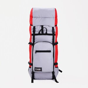 Рюкзак туристический, Taif, 90 л, отдел на шнурке, наружный карман, 2 боковые сетки, цвет серый/красный