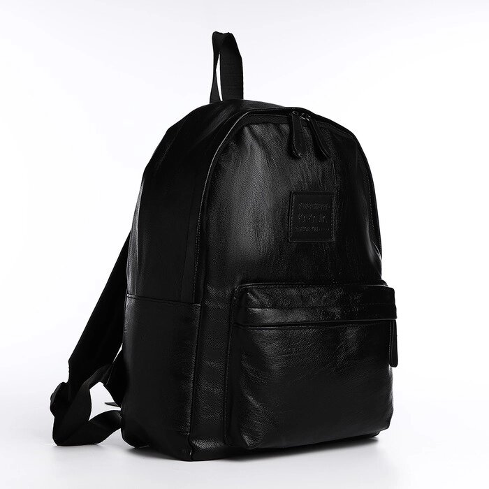 Рюкзак женский из искусственной кожи на молнии, 3 кармана, цвет чёрный от компании Интернет - магазин Flap - фото 1