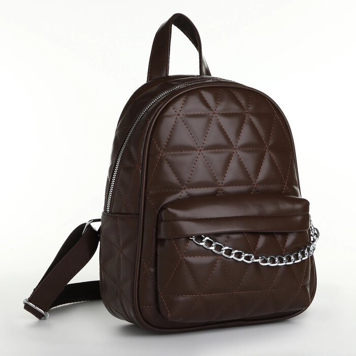 Рюкзак женский на молнии, цвет коричневый от компании Интернет - магазин Flap - фото 1