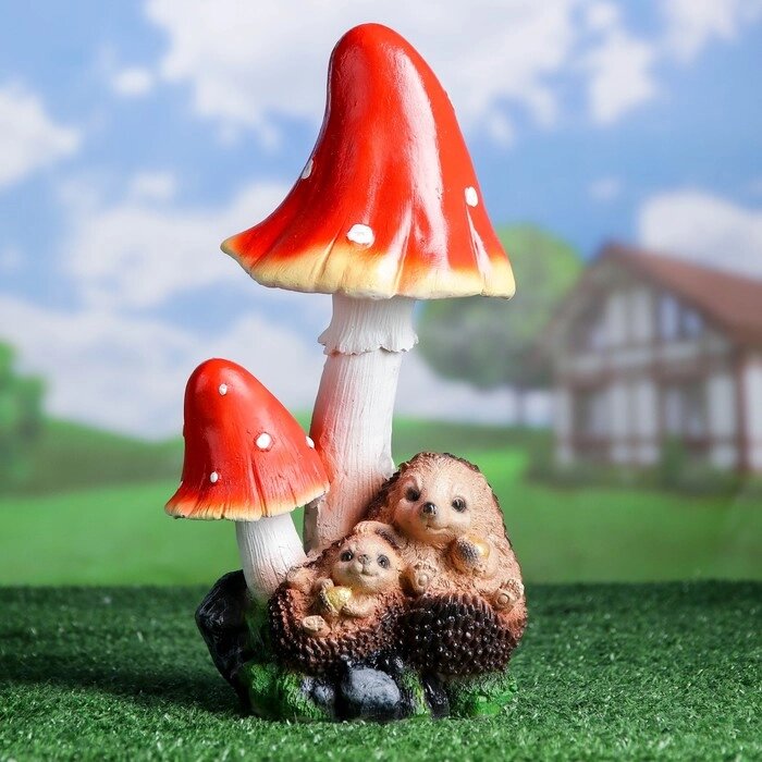 Садовая фигура "Ежи под грибами" 15х16х31см от компании Интернет - магазин Flap - фото 1