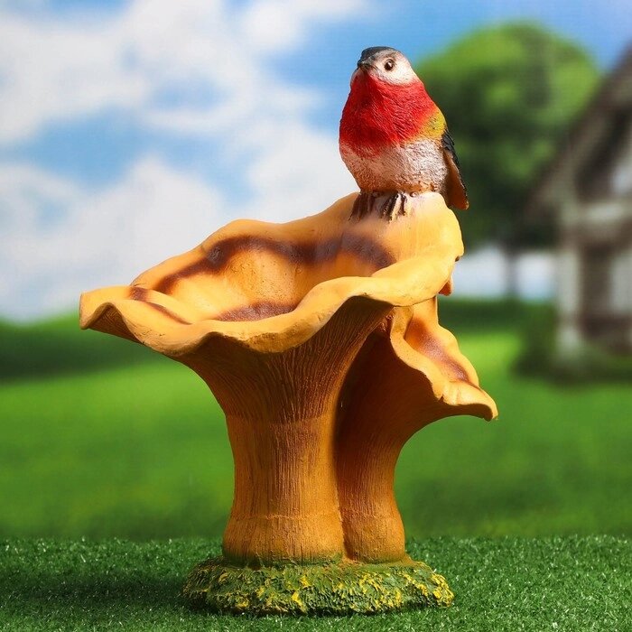 Садовая фигура "Гриб рыжик с птичкой" 20х22х32см от компании Интернет - магазин Flap - фото 1