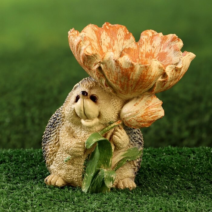 Садовая фигура - кормушка "Ёж с цветком" 16см от компании Интернет - магазин Flap - фото 1