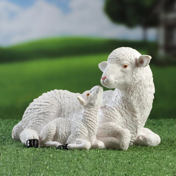 Садовая фигура "Овца с овечкой" 24х17х16см от компании Интернет - магазин Flap - фото 1