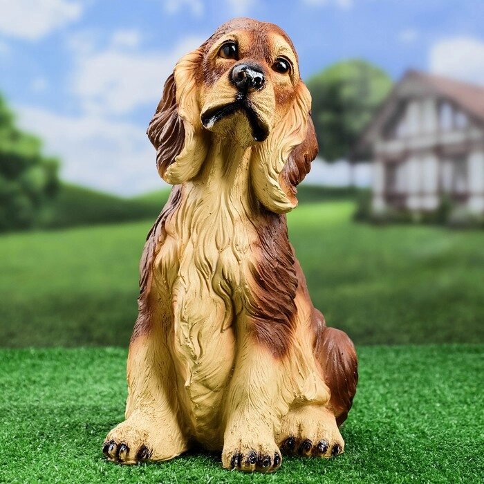 Садовая фигура "Собака Спаниель cидящий" рыжий, 35х25см от компании Интернет - магазин Flap - фото 1
