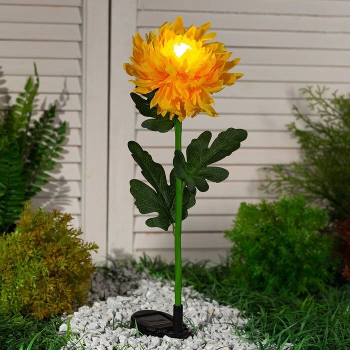 Садовый светильник на солнечной батарее «Хризантема жёлтая», 75 см, 1 LED, свечение белое от компании Интернет - магазин Flap - фото 1