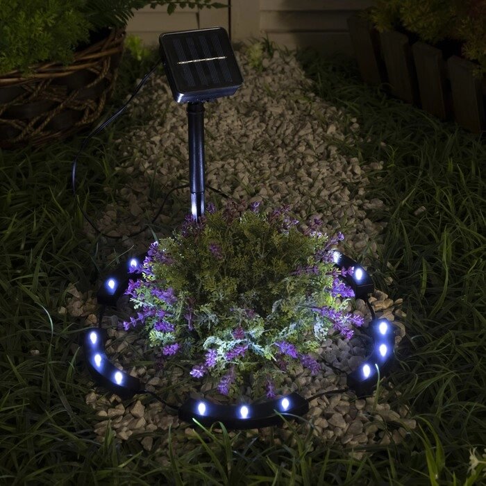 Садовый светильник на солнечной батарее «Обруч», 15 LED, свечение белое от компании Интернет - магазин Flap - фото 1