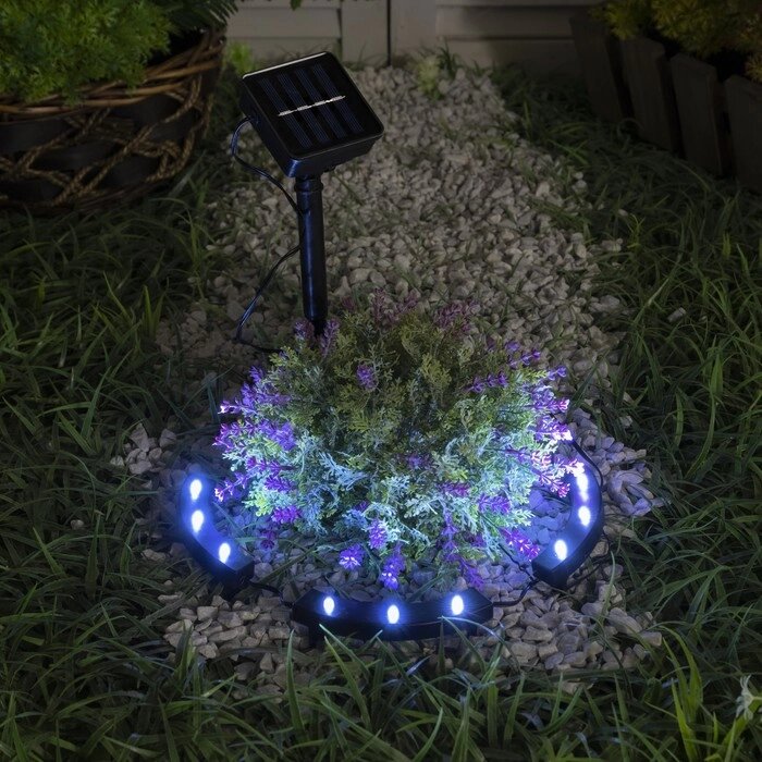 Садовый светильник на солнечной батарее «Обруч», 9 LED, свечение белое от компании Интернет - магазин Flap - фото 1