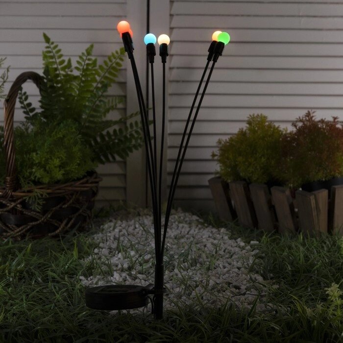 Садовый светильник на солнечной батарее «Шарики», 68 см, 6 LED, свечение мульти от компании Интернет - магазин Flap - фото 1