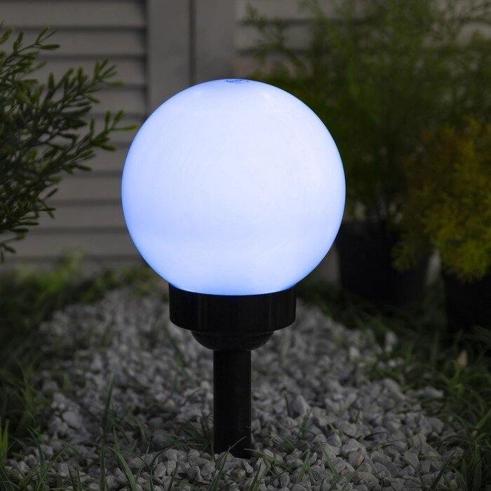 Садовый светильник на солнечной батарее «Средний шар», 15  38  15 см, 4 LED, свечение белое от компании Интернет - магазин Flap - фото 1