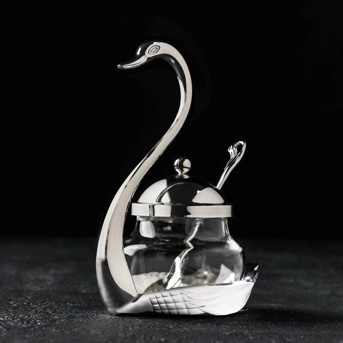 Сахарница «Лебедь», 150 мл, 11,5816 см, с ложкой, цвет металла серебряный от компании Интернет - магазин Flap - фото 1