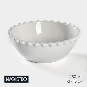 Салатник фарфоровый Magistro «Лакомка», 450 мл, d=15 см, цвет белый