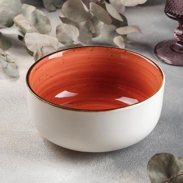 Салатник керамический «Сапфир», d=15,5 см, цвет оранжевый от компании Интернет - магазин Flap - фото 1
