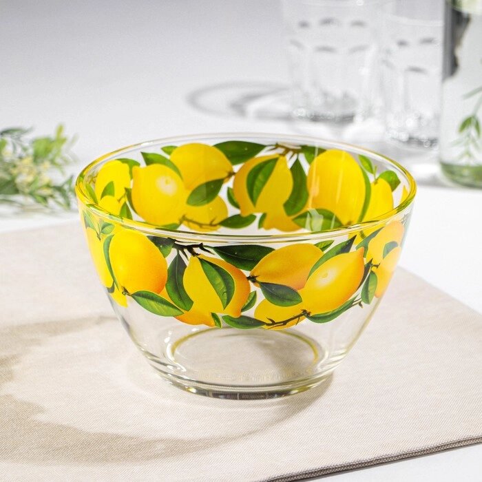 Салатник «Лимон», стеклянный, большой, 1500 мл от компании Интернет - магазин Flap - фото 1