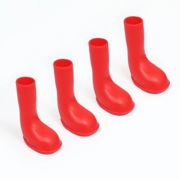 Сапоги резиновые для собак, высокие, размер L (6 х 4, 4 х 9 см), красные от компании Интернет - магазин Flap - фото 1
