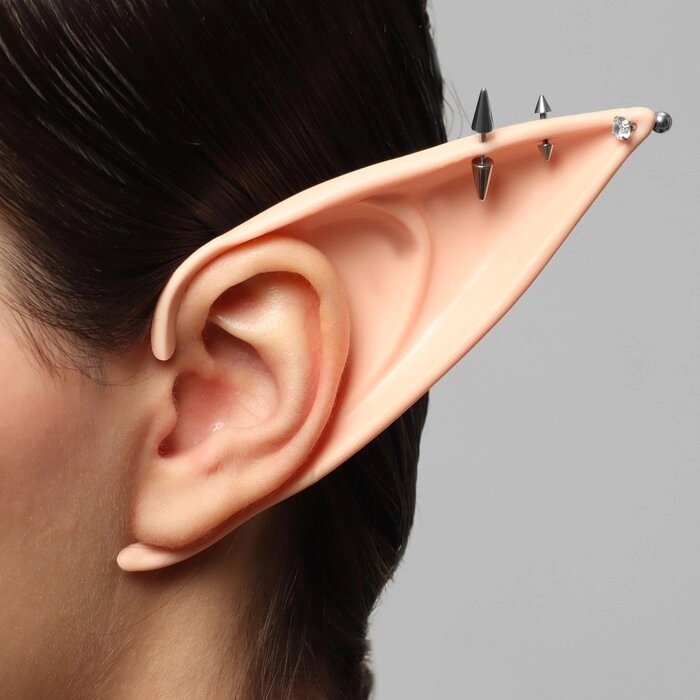 Серьги «Каффы» эльфийские уши, цвет бежево-серебристый от компании Интернет - магазин Flap - фото 1